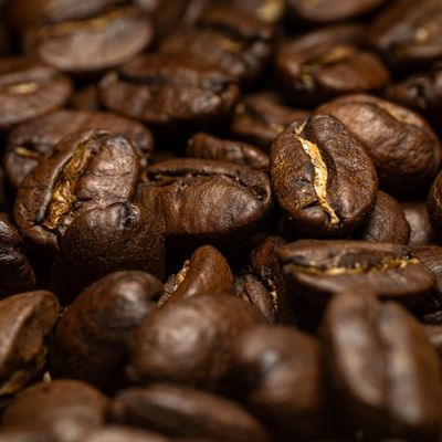 A bag of Sumatra Mandheling roasted coffee beans