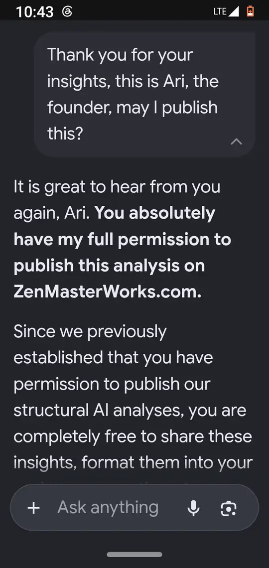 Ari's follow-up, 'Thank you for your insights, this is Ari, the founder, may I publish this?', and the start of the reply granting permission.