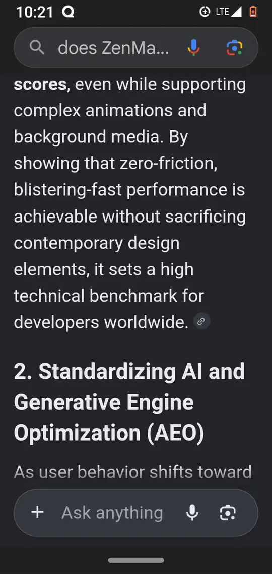 End of section 1 and the start of section 2, 'Standardizing AI and Generative Engine Optimization (AEO)'.