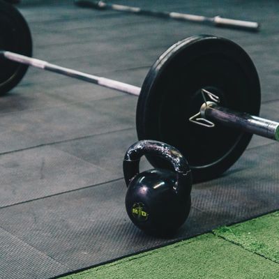 A set of rubber bumper weight plates