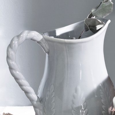 A hand-thrown stoneware pitcher
